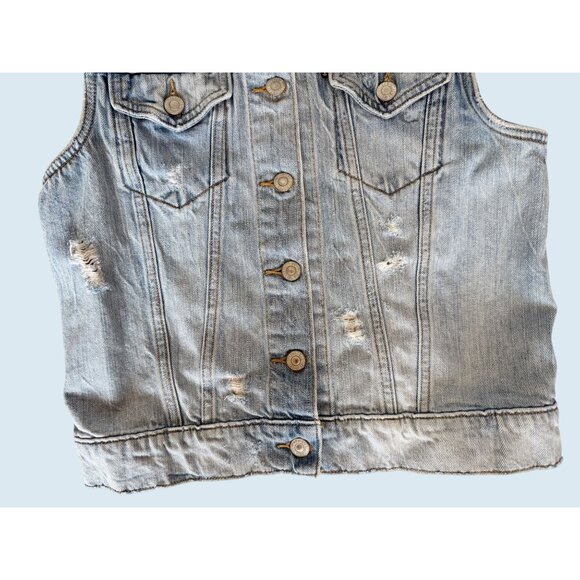 LEVI'S Denim Distressed Full Button Vest Size Small - Picture 4 of 7